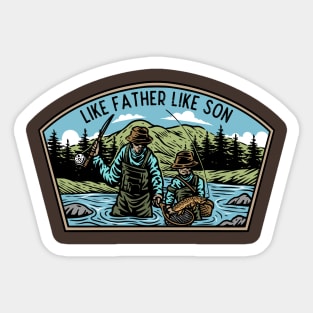 like father like son fly fishing Sticker